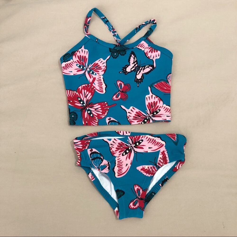 NWOT Hanna Andersson Size 2 Butterfly Printed Tankini Swimsuit